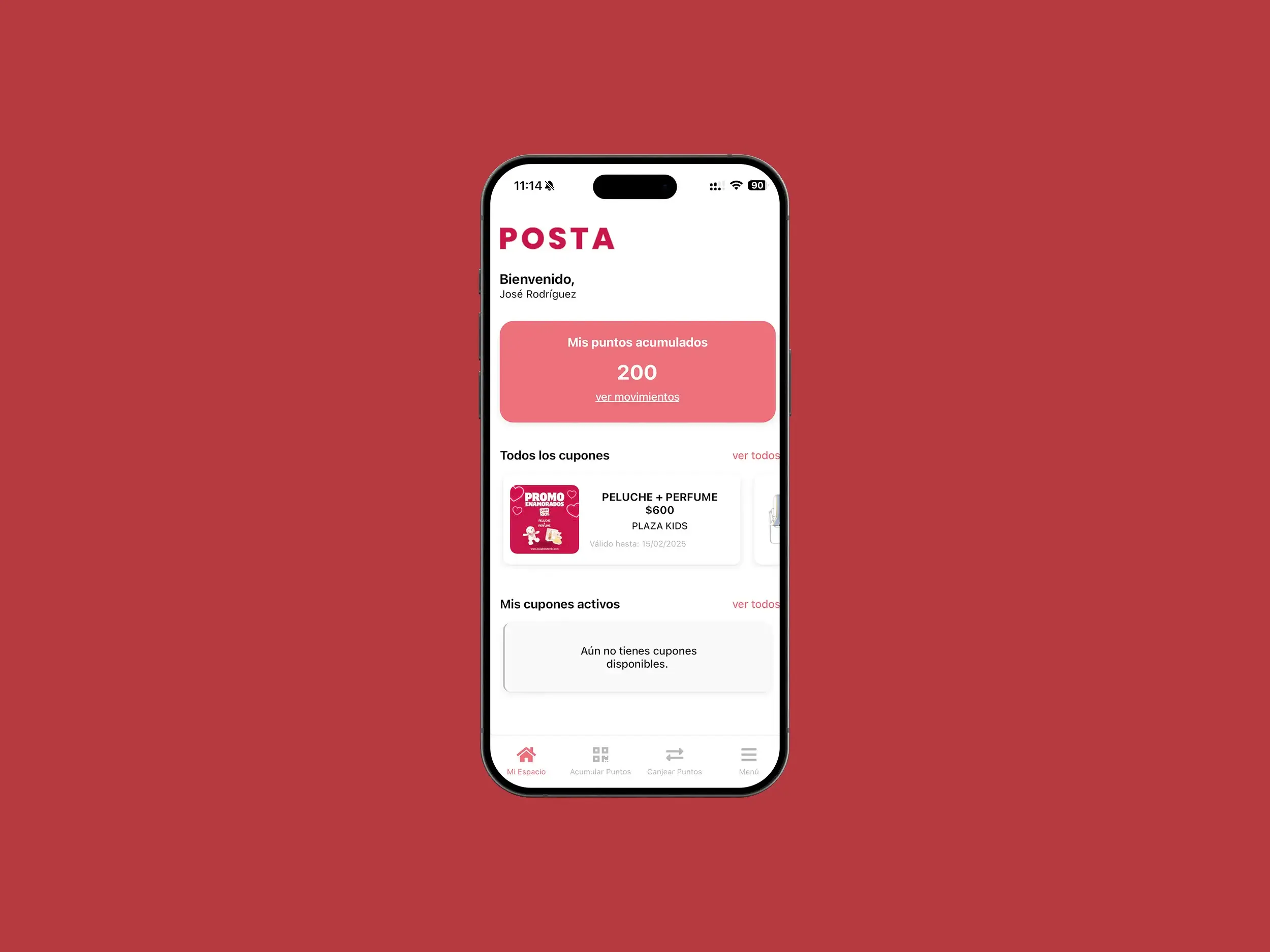 Mockup móvil de POSTA
